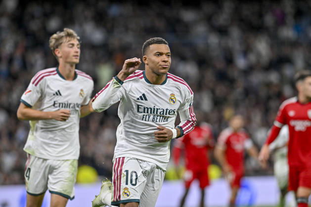 October 18, 2026, Madrid, Madrid, Spain: 10 KYLIAN MBAPPE of Real Madrid CF celebrates a goal during the match on Matchday 9 of the 2026-27 National League First Division Championship between REAL MADRID C.F. and SEVILLA FC, played at the Bernabeu Stadium on October 17, 2026, in Madrid, Spain. REAL MADRID C.F. Vs. SEVILLA FC - 2026 27 National League First Division Championship 10.18.26  - ZUMAc312 20261018_zsp_c312_084 Copyright: xOscarxManuelxSanchezx