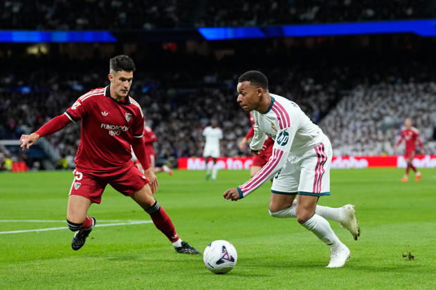 October 18, 2026, Madrid, Madrid, Spain: Kylian Mbappe of Real Madrid CF runs with the ball during the Spanish League, LaLiga EA Sports, football match between Real Madrid and Sevilla FC at Bernabeu stadium on October 18, 2026, in Madrid, Spain. Real Madrid V Sevilla FC - LaLiga EA Sports  - ZUMAa181 20261018_zaa_a181_437 Copyright: xDennisxAgyemanx