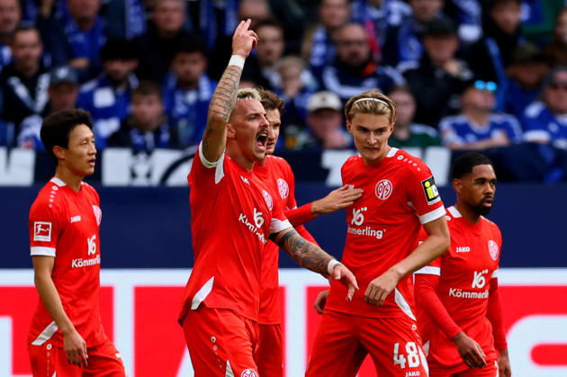 GELSENKIRCHEN, GERMANY - OCTOBER 17: Phillip Tietz of FSV Mainz 05 celebrates after scoring his team s first goal to make it 0-1 during the Bundesliga 2026 27 match between FC Schalke 04 and FSV Mainz 05 at Veltins-Arena on October 17, 2026 in Gelsenkirchen, Germany. Copyright: xRenexNijhuisx