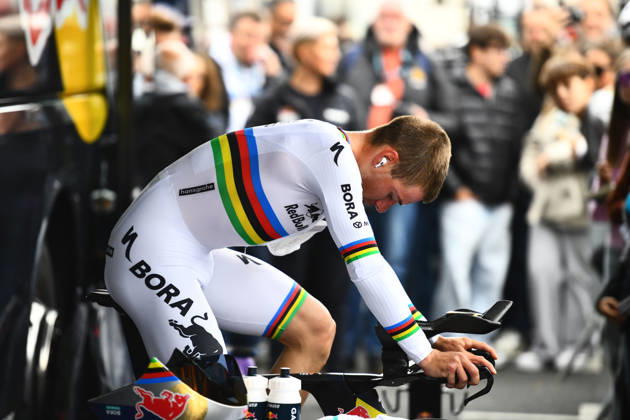 October 18, 2026, Les Herbiers, Pays De La Loire, France: Red BullÃBoraÃHansgrohes Belgian rider Remco Evenepoel competes in the Chrono des Nations in Les Herbiers, France, on October 18, 2026. Les Herbiers France - ZUMAh284 20261018_znp_h284_010 Copyright: xRonanxHoussinx