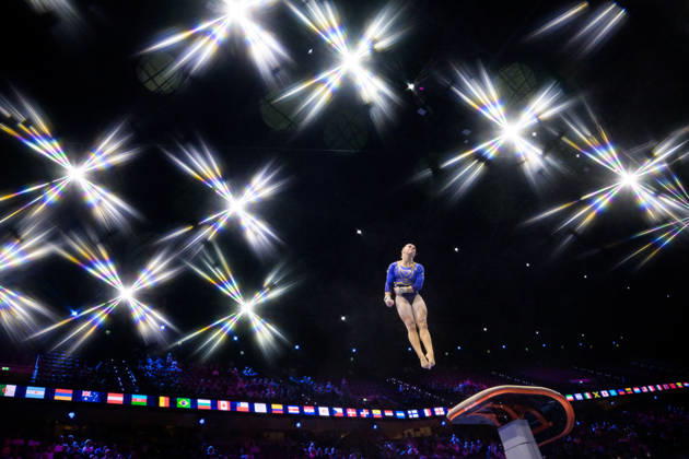 261019 Editor’s note: An on-camera star filter was used to create this image. Nathalie Westlund of Sweden competes in the women’s vault qualifiers during day three of the 2026 Artistic Gymnastics World Championships on October 19, 2026 in Rotterdam. Photo by Joel Marklund, BILDBYRÅN. Code: JM JM0860. women’s artistic gymnastics, artistic gymnastics, gymnastics, World Championships, women’s artistic gymnastics, artistic gymnastics, gymnastics, World Championships, women’s, Sweden Copyright: JOELxMARKLUND BB261019JM005