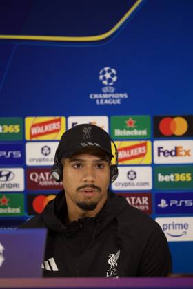 Football - UEFA Champions League - Liverpool FC v Villarreal CF - MD-1 LIVERPOOL, ENGLAND - Monday, October 19, 2026: Liverpool s Ronald Araujo during a press conference, PK, Pressekonferenz at Anfield ahead of the UEFA Champions League 2026 27 League Phase MD3 match between Liverpool FC and Villarreal CF. (Photo by David Rawcliffe Propaganda) LIVERPOOL Anfield MERSEYSIDE ENGLAND  Copyright: xDavidxRawcliffex 2026-10-19-Liverpool_Villarreal_MD-1-083