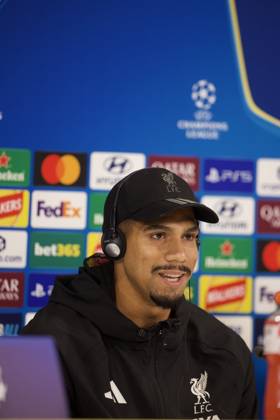 Football - UEFA Champions League - Liverpool FC v Villarreal CF - MD-1 LIVERPOOL, ENGLAND - Monday, October 19, 2026: Liverpool s Ronald Araujo during a press conference, PK, Pressekonferenz at Anfield ahead of the UEFA Champions League 2026 27 League Phase MD3 match between Liverpool FC and Villarreal CF. (Photo by David Rawcliffe Propaganda) LIVERPOOL Anfield MERSEYSIDE ENGLAND  Copyright: xDavidxRawcliffex 2026-10-19-Liverpool_Villarreal_MD-1-085