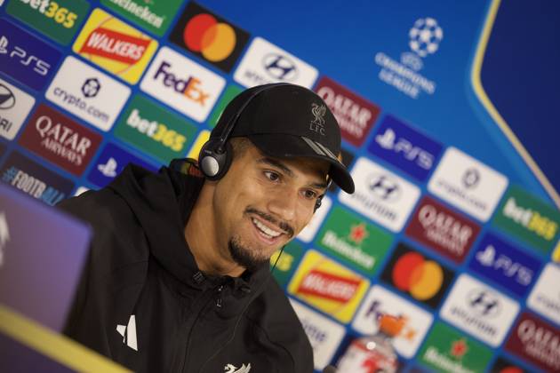 Football - UEFA Champions League - Liverpool FC v Villarreal CF - MD-1 LIVERPOOL, ENGLAND - Monday, October 19, 2026: Liverpool s Ronald Araujo during a press conference, PK, Pressekonferenz at Anfield ahead of the UEFA Champions League 2026 27 League Phase MD3 match between Liverpool FC and Villarreal CF. (Photo by David Rawcliffe Propaganda) LIVERPOOL Anfield MERSEYSIDE ENGLAND  Copyright: xDavidxRawcliffex 2026-10-19-Liverpool_Villarreal_MD-1-086