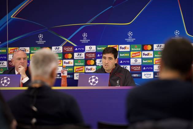 Football - UEFA Champions League - Liverpool FC v Villarreal CF - MD-1 LIVERPOOL, ENGLAND - Monday, October 19, 2026: Liverpool s head coach Andoni Iraola during a press conference, PK, Pressekonferenz at Anfield ahead of the UEFA Champions League 2026 27 League Phase MD3 match between Liverpool FC and Villarreal CF. (Photo by David Rawcliffe Propaganda) LIVERPOOL Anfield MERSEYSIDE ENGLAND  Copyright: xDavidxRawcliffex 2026-10-19-Liverpool_Villarreal_MD-1-099