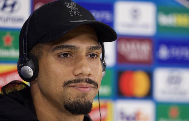 Football - UEFA Champions League - Liverpool FC v Villarreal CF - MD-1 LIVERPOOL, ENGLAND - Monday, October 19, 2026: Liverpool s Ronald Araujo during a press conference, PK, Pressekonferenz at Anfield ahead of the UEFA Champions League 2026 27 League Phase MD3 match between Liverpool FC and Villarreal CF. (Photo by David Rawcliffe Propaganda) LIVERPOOL Anfield MERSEYSIDE ENGLAND  Copyright: xDavidxRawcliffex 2026-10-19-Liverpool_Villarreal_MD-1-100_2