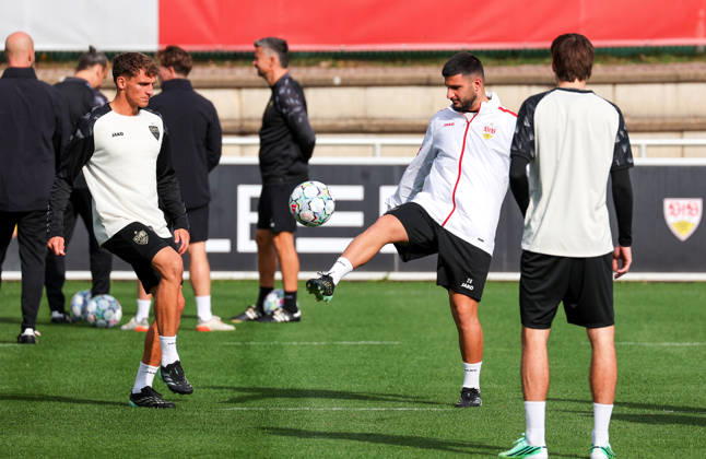October 19, 2026, Stuttgart, Soccer, UEFA Champions League, 2026–2027 Season, VfB Stuttgart Practice, Grischa Prömel, Deniz Undav