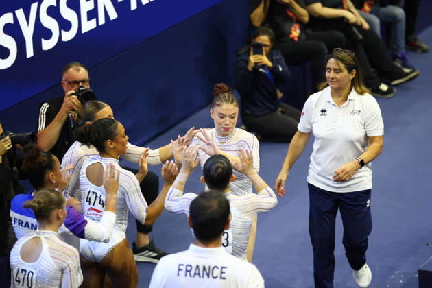 October 19, 2026, Rotterdam, Netherlands: MORGAN OSYSSEK-REIMER of Team France reacts after performing on the Balance Beam during the Women s Qualification subdivision 6 10 of the 54th Artistic Gymnastics World Championships at the Ahoy Arena in Rotterdam, Netherlands. Rotterdam Netherlands - ZUMAc179 20261019_zep_c179_013 Copyright: xMickaelxChavetx