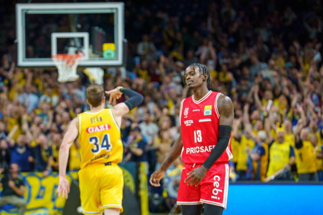Pictured: Trevon Scott of BMA365 Bamberg Baskets, 13, emotions, dejected, disappointment, disappointed, celebration by Justin Bean of ALBA BERLIN, 34 19 10 2026, Alba Berlin BMA365 Bamberg Baskets, BBL Cup Round of 16, basketball, 2026–27 season, Uber Arena Copyright: HMBxMedia xPascalxSpanehl