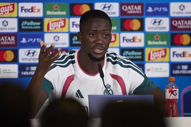 October 20, 2026, Madrid, Spain: Ibrahima Konate (Real Madrid CF) attends a press conference, PK, Pressekonferenz on the eve of the UEFA Champions League 2026 2027 match between Real Madrid CF and RB Leipzig..Real Madrid CF is holding a press conference ahead of its third UEFA Champions League game. Madrid Spain - ZUMAs197 20261020_aaa_s197_065 Copyright: xFedericoxTitonex