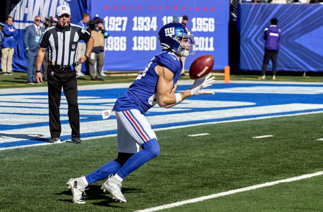 New York Giants kick returner Charlie Jones (89) receives a kickoff return from the New Orleans Saints late in the second quarter during a NFL, American Football Herren, USA game at MetLife Stadium in East Rutherford, New Jersey. CSM NFL 2026: Saints Vs Giants SEP 13 - ZUMAc04_ 20261018_zma_c04_688 Copyright: xDuncanxWilliamsx