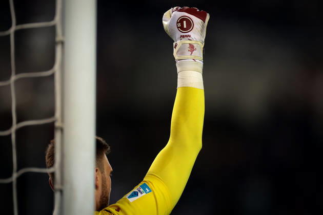 Torino FC v Udinese Calcio - Serie A - Season 2026-2027 Turin, Italy, 12th October 2026. The Number 1 brand goalkeeping gloves are seen of Lucas Perri of Torino FC as he reacts during the Torino FC vs Udinese Calcio Serie A match at Stadio Grande Torino, Turin. Picture credit should read: Jonathan Moscrop Turin Stadio Olimpico Grande Torino Italy