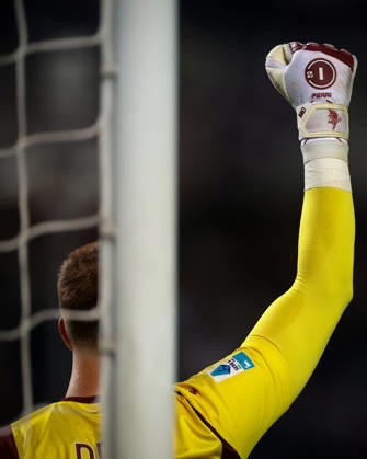 Torino FC v Udinese Calcio - Serie A - Season 2026-2027 Turin, Italy, 12th October 2026. The Number 1 brand goalkeeping gloves are seen of Lucas Perri of Torino FC as he reacts during the Torino FC vs Udinese Calcio Serie A match at Stadio Grande Torino, Turin. Picture credit should read: Jonathan Moscrop Turin Stadio Olimpico Grande Torino Italy