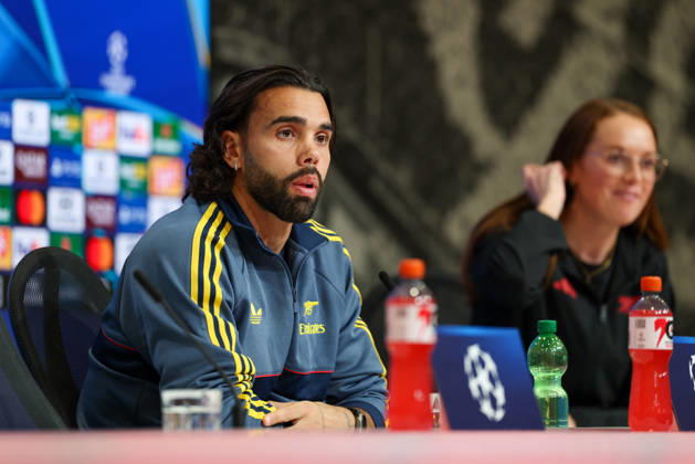 David Raya, Arsenal FC, No. 01 at the press conference, GER, press conference, Arsenal FC, soccer, UEFA Champions League, Matchday 3, group stage, 2026–2027 season, October 20, 2026, GER, press conference, Arsenal FC, soccer, UEFA Champions League, Matchday 3, group stage, 2026–2027 season, October 20, 2026, Munich Copyright: xEibner-Pressefoto JennixMaulx EP_JML