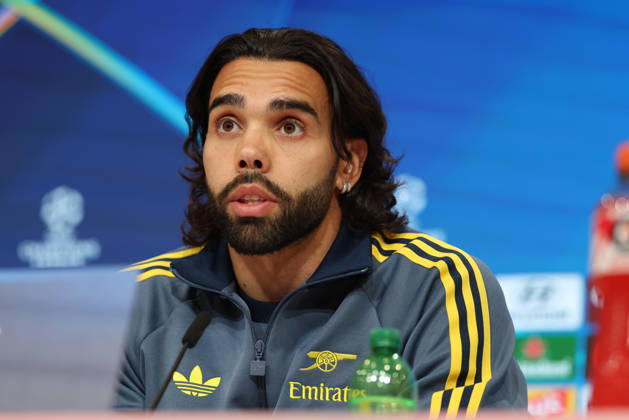 David Raya, Arsenal FC, No. 01 at the press conference, GER, press conference, Arsenal FC, soccer, UEFA Champions League, Matchday 3, group stage, 2026–2027 season, October 20, 2026, GER, press conference, Arsenal FC, soccer, UEFA Champions League, Matchday 3, group stage, 2026–2027 season, October 20, 2026, Munich Copyright: xEibner-Pressefoto JennixMaulx EP_JML