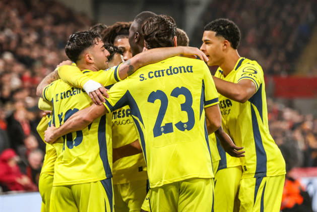 UEFA Champions League Matchday 3 of 8 Liverpool v Villarreal Georges Mikautadze of Villarreal celebrates his goal to make it 0-1 during the UEFA Champions League Matchday 3 of 8 match Liverpool vs Villarreal at Anfield, Liverpool, United Kingdom on 20 October 2026 (Photo by Alfie Cosgrove News Images) Liverpool Anfield Merseyside United Kingdom Copyright: xAlfiexCosgrove NewsxImagesx