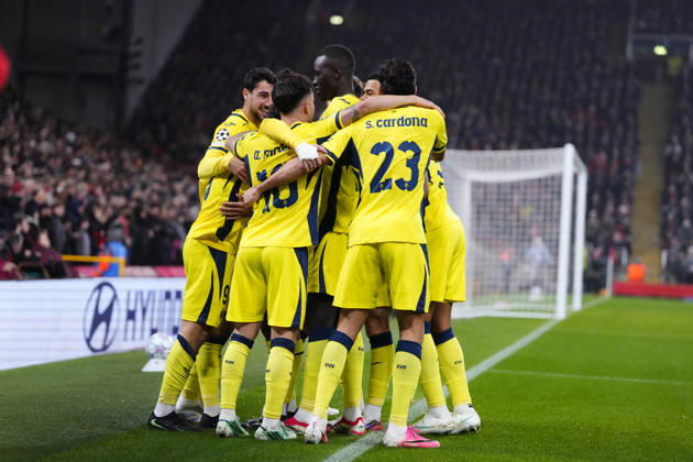 Liverpool FC v Villarreal CF - UEFA Champions League 2026 27 League Phase MD3 Georges Mikautadze centre-forward of Villarreal and Georgia celebrates after scoring his sides first goal during the UEFA Champions League 2026 27 League Phase MD3 match between Liverpool FC and Villarreal CF at Anfield on October 20, 2026 in Liverpool, United Kingdom. Liverpool England United Kingdom  Copyright: xJosexBretonx originalFilename:bretonhernandez-liverpoo261020_np0u6.jpg