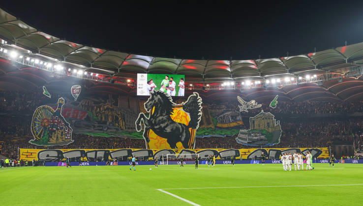 Stuttgart, Soccer, UEFA Champions League, VfB Stuttgart vs. Atlético Madrid, Choreography in the Cannstatter Kurve