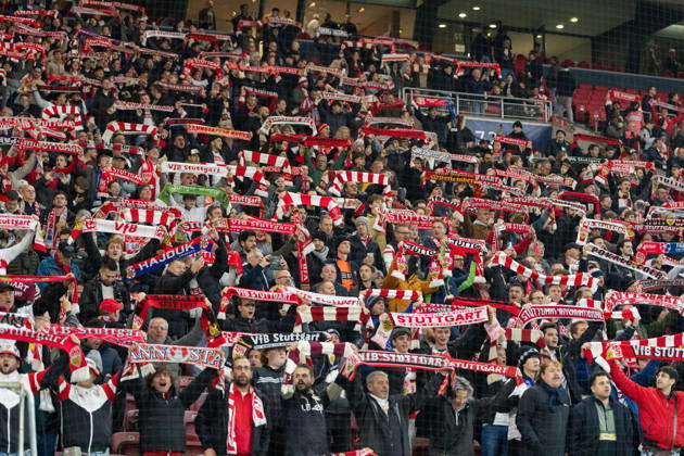 October 20, 2026, xjyhynx, Soccer, UEFA Champions League, VfB Stuttgart vs. Atlético Madrid, left: VfB Stuttgart fans wearing scarves before kickoff in Stuttgart