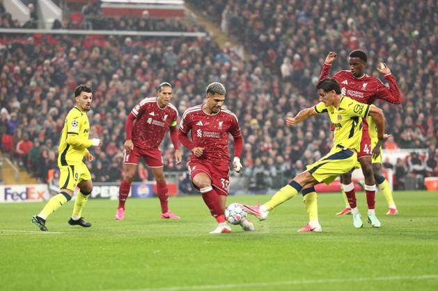 Sergi Cardona of Villarreal shoots Liverpool v Villarreal, UEFA Champions League, Football, Anfield, Liverpool, UK - 20 Oct 2026Liverpool Anfield United Kingdom  Copyright: xRYANxBROWNE Shutterstockx 17226440am