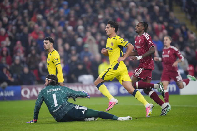 Liverpool FC v Villarreal CF - UEFA Champions League 2026 27 League Phase MD3 Sergi Cardona left-back of Villarreal and Spain celebrates after scoring his sides first goal during the UEFA Champions League 2026 27 League Phase MD3 match between Liverpool FC and Villarreal CF at Anfield on October 20, 2026 in Liverpool, United Kingdom. Liverpool England United Kingdom  Copyright: xJosexBretonx originalFilename:bretonhernandez-liverpoo261020_npriH.jpg