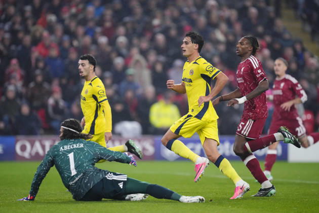Liverpool FC v Villarreal CF - UEFA Champions League LIVERPOOL, UNITED KINGDOM - OCTOBER 20: Sergi Cardona of Villarreal celebrates after scoring his sides first goal during the UEFA Champions League match between Liverpool FC and Villarreal CF at Anfield on October 20, 2026 in Liverpool, United Kingdom. Jose Hernandez Anadolu Liverpool United Kingdom. Editorial use only. Please get in touch for any other usage. Copyright: x2026xAnadoluxJosexHernandezx