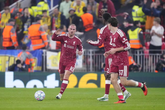 Liverpool FC v Villarreal CF - UEFA Champions League LIVERPOOL, UNITED KINGDOM - OCTOBER 20: Alexis Mac Allister central midfield of Liverpool and Argentina celebrates after scoring his sides first goal during the UEFA Champions League 2026 27 League Phase MD3 match between Liverpool FC and Villarreal CF at Anfield on October 20, 2026 in Liverpool, United Kingdom. Jose Hernandez Anadolu Liverpool United Kingdom. Editorial use only. Please get in touch for any other usage. Copyright: x2026xAnadoluxJosexHernandezx