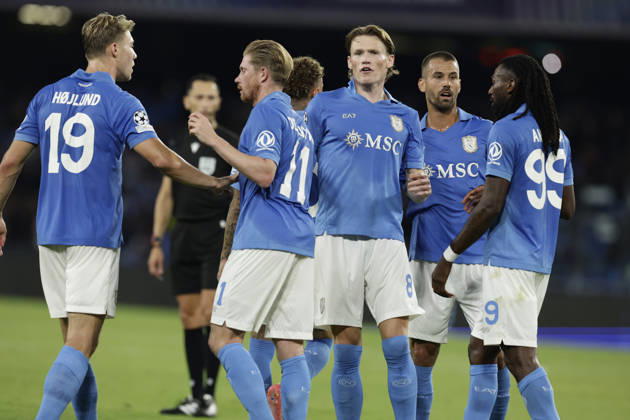 Champions League match SSC Napoli vs Bodo Glimt Napoli s Scottish midfielder Scott McTominay celebrates after scoring a goal of 2-1 during the Uefa champions league match between SSC Napoli vs Bodo Glimt at the Diego Armando Maradona Stadium in Naples on October 20, 2026. _BPH2227 Copyright: xAntonioxBalascox