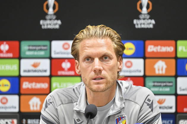 Head coach Radoslav Kovac of Viktoria Plzen speaks during the press conference, PK, Pressekonferenz prior to the fotball UEFA Europa League 3rd round match: Viktoria Plzen vs Levski Sofia in Pilsen, Czech Republic, October 21, 2026. (CTKxPhoto MiroslavxChaloupka) CTKPhotoP2026102106248  CTKPhotoP2026102106248