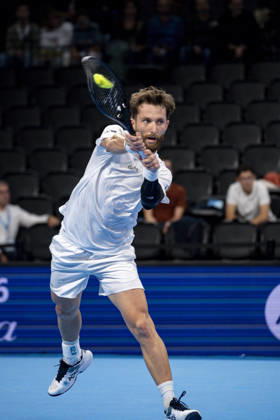 TENNIS : ATP, Tennis Herren 250 - Grand Tennis AURA - Decines (France) 21 10 2026 Corentin Moutet (FRA) vs Felix Balshaw (FRA) during the tournament of the Auvergne Rhône-Alpes Grand Prix at the LDLC Arena in Décines on October 21, 2026. Photo Sandrine Thesillat PsNewZ  Copyright: xSandrinexTHESILLATx