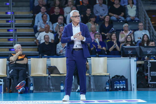 October 21, 2026, BR Volleys vs. FT 1844 Freiburg, Volleyball Bundesliga (BBL) Matchday 1, Max Schmeling Halle, Head Coach Andrea Anastasi, BR Volleys Berlin, Berlin, Germany
