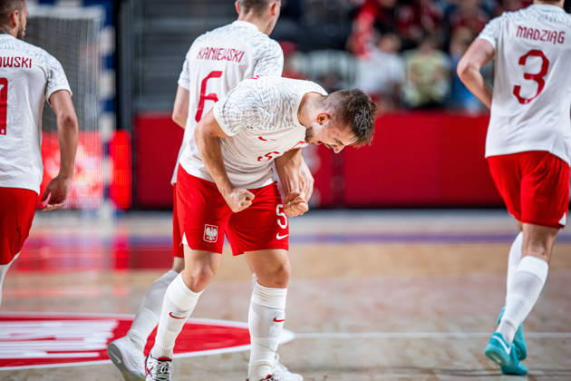 21.10.2026 GORZOW, ARENA GORZOW, FUTSAL, ELIMINACJE MISTRZOSTW SWIATA (FIFA FUTSAL WORLD CUP 2028 QUALIFICATION), MECZ POLSKA - BOSNIA I HERZEGOWINA (POLAND - BOSNIA AND HERZEGOVINA) NZ KACPER SENDLEWSKI BRAMKA RADOSC GOL GOAL FOTO LUKASZ SKWIOT CYFRASPORT NEWSPIX.PL --- Newspix.pl  20261021CSLS00105