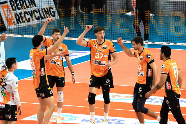 October 21, 2026, Germany, GER, DEU, Volleyball 1st Bundesliga, Day 1, 2026–2027 Season, Berlin, BR Volleys vs. FT Freiburg BR Volleys players, cheering, celebrating, joy, happiness, happy, positive emotions, nordphoto GmbH Engler Berlin Max Schmeling Halle Berlin Germany Copyright: xNordphotox xEnglerx