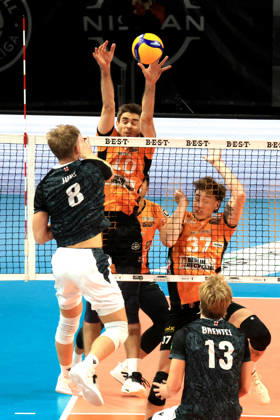 October 21, 2026, Germany, GER, DEU, Volleyball 1st Bundesliga, Day 1, 2026–2027 Season, Berlin, BR Volleys vs. FT Freiburg Daniel Malescha BR Volleys 10, Nicolás Zerba BR Volleys 37, Anton Jung FT 1844 Freiburg 8, Jannik Brentel, FT 1844 Freiburg 13, nordphoto GmbH, Engler Berlin, Max Schmeling Hall, Berlin, Germany Copyright: xNordphotox xEnglerx