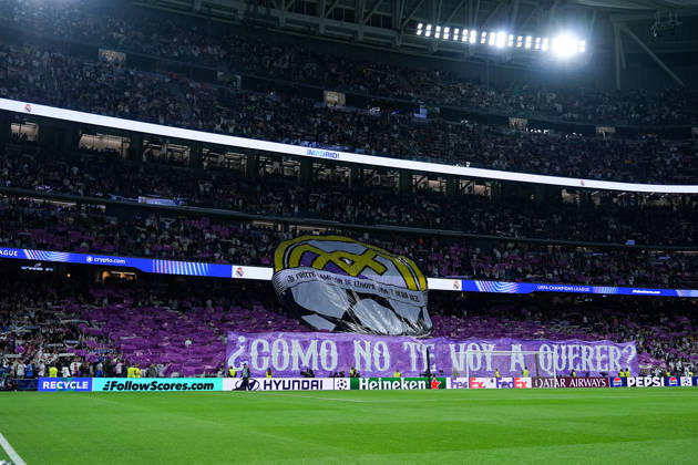 October 21, 2026, xydrx, Men s, Soccer, UEFA Champions League, Real Madrid vs. RB Leipzig, 2026–2027 Season, Estadio Santiago Bernabéu, Choreography by Real Madrid fans. Regulations prohibit any use of photographs as image sequences and or quasi-video. Copyright: HMBxMedia YannisxDreimann