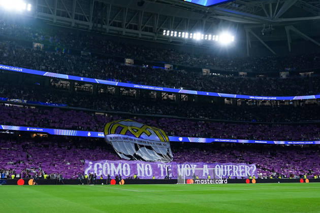 October 21, 2026, xydrx, Men s, Soccer, UEFA Champions League, Real Madrid vs. RB Leipzig, 2026–2027 Season, Estadio Santiago Bernabéu, Choreography by Real Madrid fans. Regulations prohibit any use of photographs as image sequences and or quasi-video. Copyright: HMBxMedia YannisxDreimann
