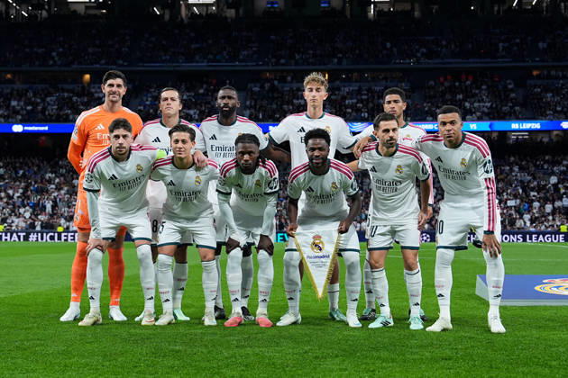 October 21, 2026, xydrx, Men s, Soccer, UEFA Champions League, Real Madrid vs. RB Leipzig, 2026–2027 Season, Estadio Santiago Bernabéu—Team photo of Real Madrid s starting lineup. Regulations prohibit any use of photographs as image sequences and or quasi-video. Copyright: HMBxMedia YannisxDreimann
