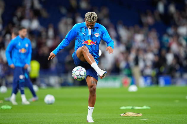 October 21, 2026, Madrid, Madrid, Spain: Antonio Nusa of RB Leipzig warms up during the UEFA Champions League 2026 27 League Phase MD3 match between Real Madrid CF and RB Leipzig at Bernabeu stadium on October 21, 2026, in Madrid, Spain. Madrid Spain - ZUMAa181 20261021_zaa_a181_042 Copyright: xDennisxAgyemanx