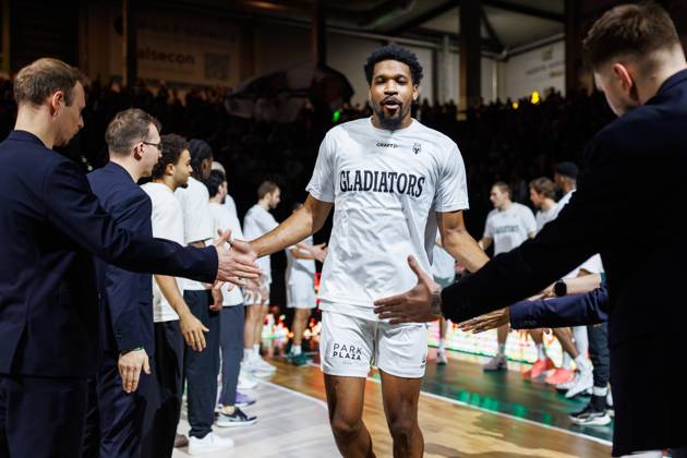 Justin Simon, Gladiators Trier, during the walkout; emotions; gestures; facial expressions; portrait. Vet Concept Gladiators Trier vs. KK Split, basketball, FIBA Europe Cup, Matchday 3, 2026–2027 season, October 21, 2026 Vet Concept Gladiators Trier vs. KK Split, basketball, FIBA Europe Cup, Matchday 3, 2026–2027 season, October 21, 2026 Copyright: xEibnerxPressefotox EP_ANS