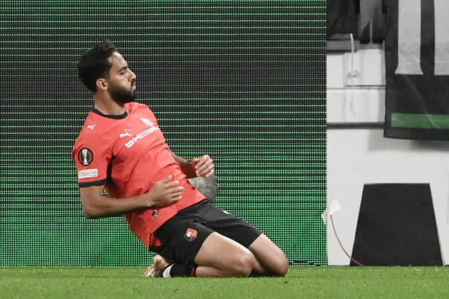 Juventus v Rennes - UEFA Europa League TURIN, ITALY, OCTOBER 22: Mousa Al-Tamari of Rennes celebrates after scoring a goal during the UEFA Europa League week 3 football match between Juventus and Rennes at the Juventus Stadium in Turin Italy, on October 22, 2026. Isabella Bonotto Anadolu Turin Italy. Editorial use only. Please get in touch for any other usage. Copyright: x2026xAnadoluxIsabellaxBonottox