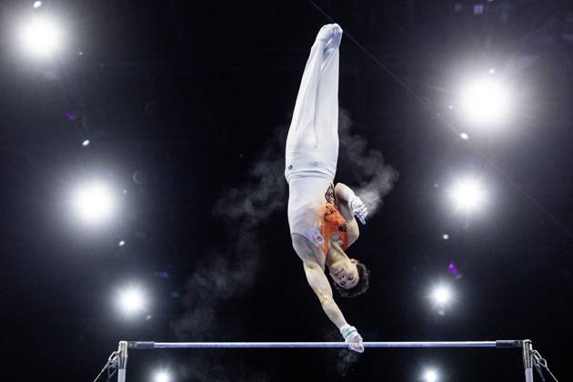 ROTTERDAM - Jermain Gruenberg (NED) during the All-Around final at the World Gymnastics Championships in Rotterdam Ahoy. IRIS VAN DEN BROEK ANP xVIxANPxSportx xxANPxIVx 573286337 originalFilename: 573286337.jpg