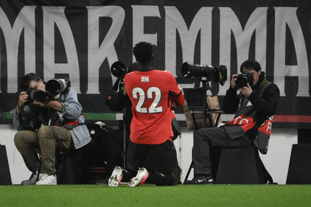 Juventus v Rennes - UEFA Europa League TURIN, ITALY, OCTOBER 22: Rennes forward Boulaye Dia celebrates after scores his team s second goal fight for the ball with during the UEFA Europa League phase day 3 football match between Juventus and Rennes at the Juventus Stadium in Turin Italy, on October 22, 2026. Isabella Bonotto Anadolu Turin Italy. Editorial use only. Please get in touch for any other usage. Copyright: x2026xAnadoluxIsabellaxBonottox