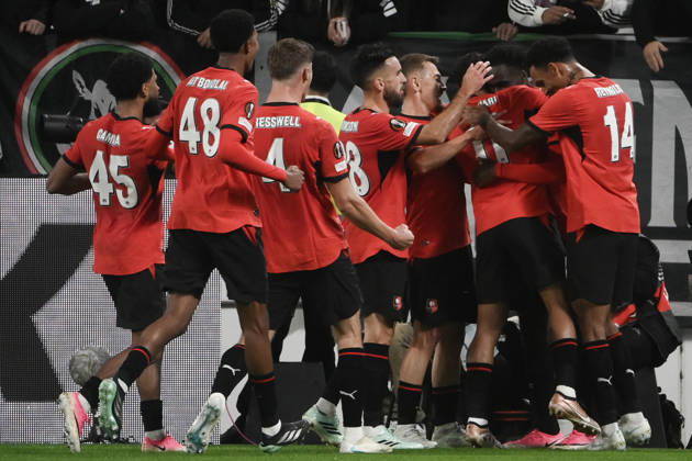 Juventus v Rennes - UEFA Europa League TURIN, ITALY, OCTOBER 22: Rennes forward Boulaye Dia (R) celebrates with teammates after scores his team s second goal fight for the ball with during the UEFA Europa League phase day 3 football match between Juventus and Rennes at the Juventus Stadium in Turin Italy, on October 22, 2026. Isabella Bonotto Anadolu Turin Italy. Editorial use only. Please get in touch for any other usage. Copyright: x2026xAnadoluxIsabellaxBonottox