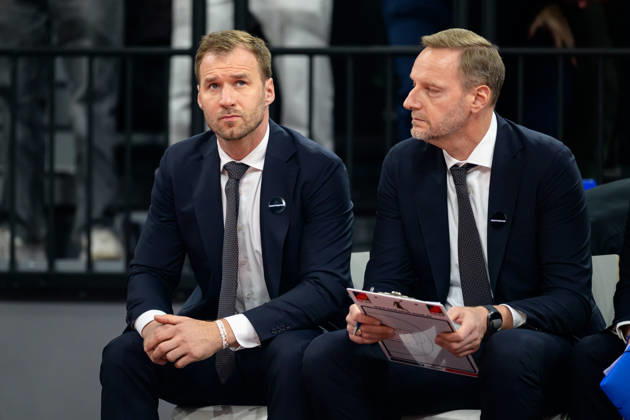 Basketball, EuroLeague, 20261022, FC Bayern Munich Dubai Basketball In the photo, from left: FC Bayern Munich Basketball Head Coach Anton Gavel, FC Bayern Munich Basketball Assistant Coach Arne Woltmann, Munich, SAP Garden, Bavaria, Germany Copyright: Passion2Press MarkusxFischerx