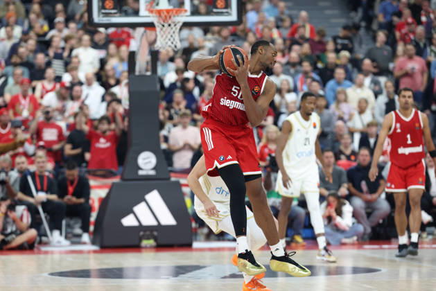Austin Wiley, FC Bayern Basketball, No. 50 with the ball, GER, FC Bayern Basketball vs. Dubai Basketball, Basketball, EuroLeague, Matchday 7, 2026–2027 Season, October 22, 2026, GER, FC Bayern Basketball vs. Dubai Basketball, Basketball, EuroLeague, Matchday 7, 2026–2027 Season, October 22, 2026, Munich Copyright: xEibner-Pressefoto JennixMaulx EP_JML