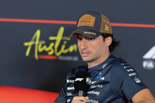 22nd October 2026; Circuit of the Americas, Austin, United States; Formula 1, United States Grand Prix, Arrival Day; Carlos Sainz (55) of Spain and Atlassian Williams F1 Team at a press conference, PK, Pressekonferenz BobxKupbens