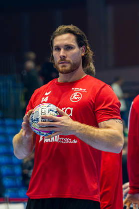 Kassel, Germany, October 22, 2026 EHF Champions League 2026–2027 Group Stage Group B Match 5 MT Melsungen vs. Orlen Wisla Plock Pictured: Johannes Golla MT Rothenbach Halle, Hesse Copyright: xFotostandx xKruczynskix