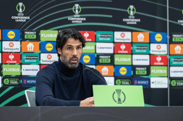 Inter Club Escaldes v Universitatae Craiova - UEFA Conference League Filipe Coelho, head coach of Universitatea Craiova, speaks during a press conference, PK, Pressekonferenz following the UEFA Conference League match between Inter Club d Escaldes and Universitatea Craiova at New FAF Stadium in Encamp, Andorra, on October 22, 2026. Encamp Andorra Andorra  Copyright: xWalterxCunhax originalFilename:cunhacarvalho-notitle261022_npg1A.jpg