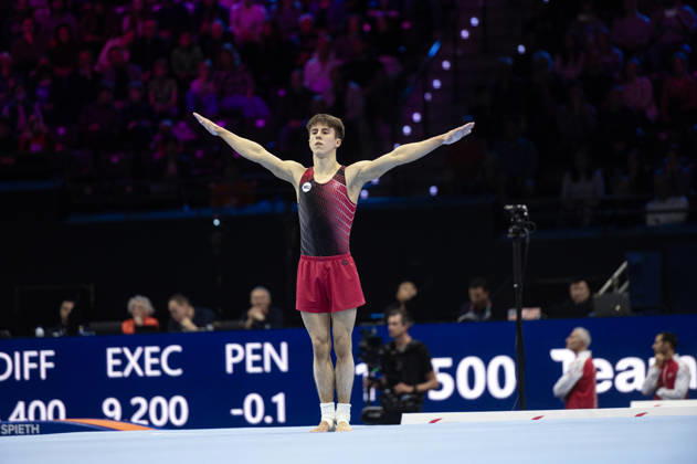 Rotterdam The Netherlands 23rd October 2026 World Championships artistic gymnastics. Men™s all round final Floor Arsenii Dukhno (RUS) turnen