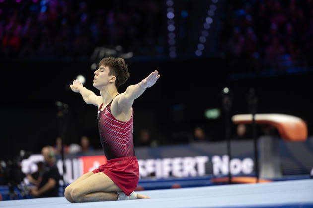 Rotterdam The Netherlands 23rd October 2026 World Championships artistic gymnastics. Men™s all round final Floor Arsenii Dukhno (RUS) turnen